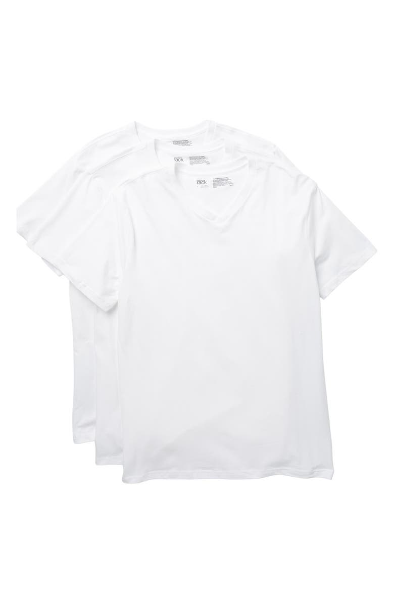 NORDSTROM RACK Stretch Cotton 3-Pack V-Neck Undershirts, Alternate, color, White