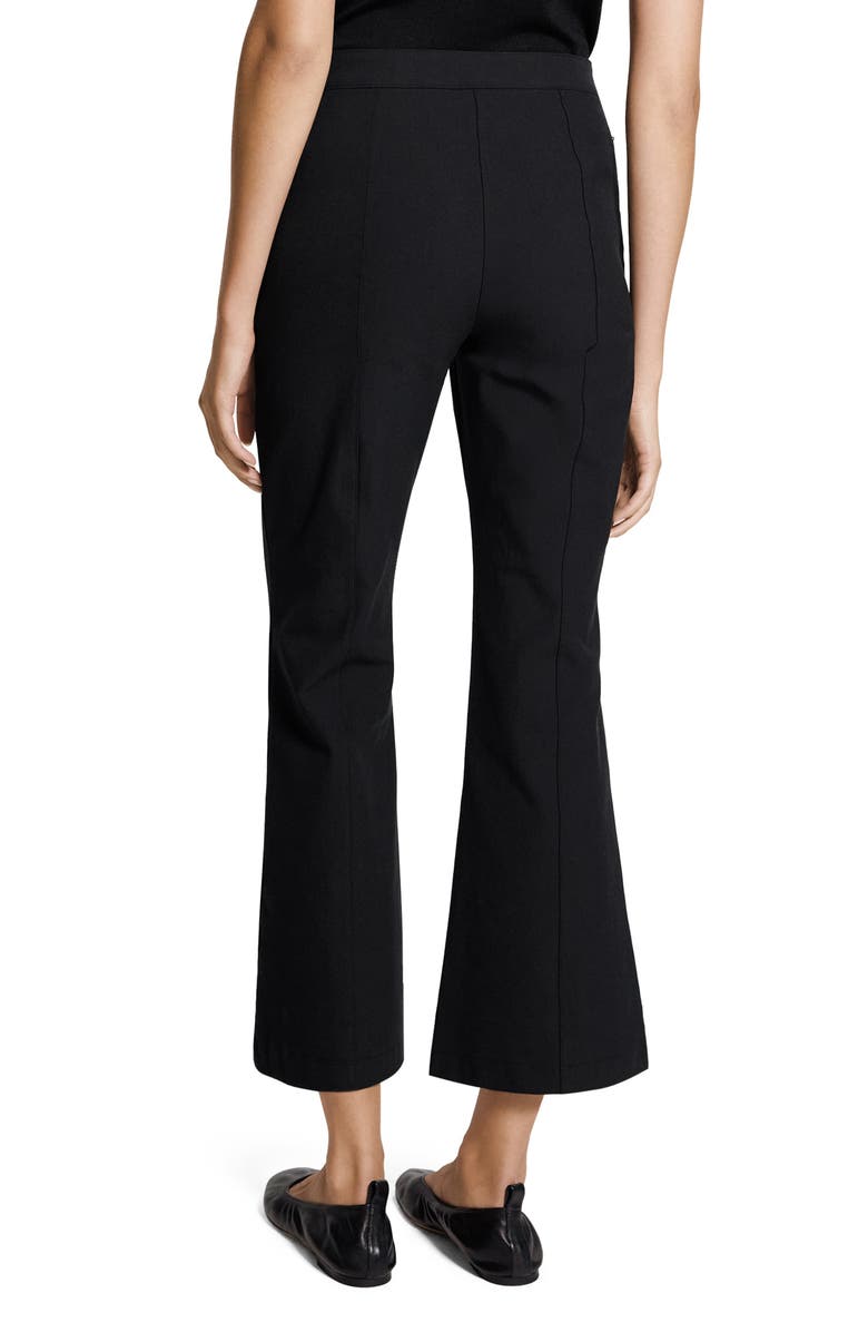 Theory Pintuck Cotton Blend Kick Flare Pants, Alternate, color, Black