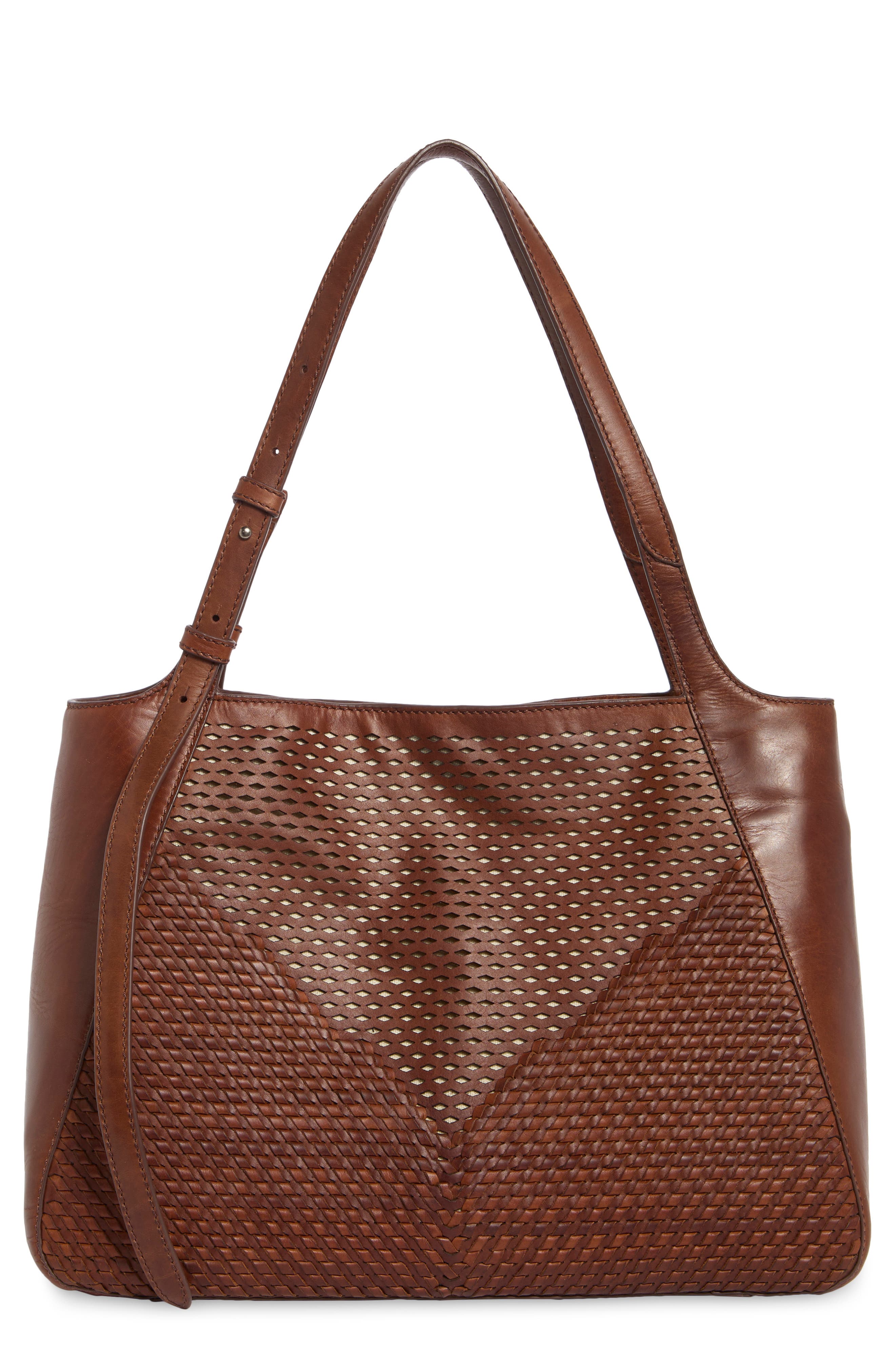 Woven Perforated Leather Tote