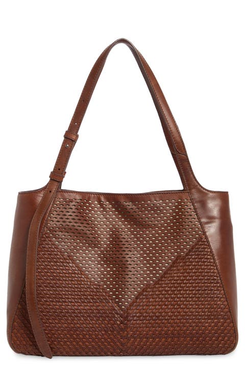 Woven Perforated Leather Tote