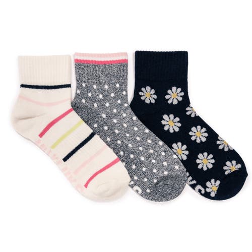 Muk Luks Cotton Compression Quarter Crew Socks 3 Pair Pack In Multi