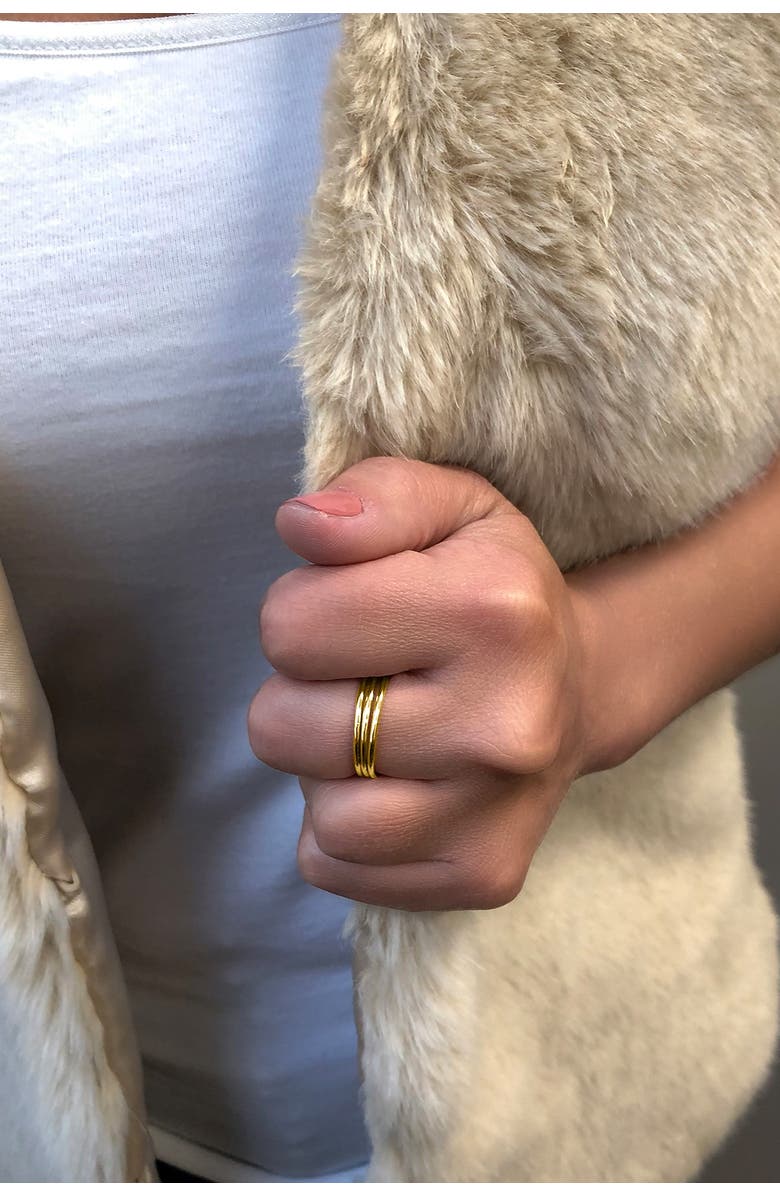 Sterling Forever 14K Gold Plated Sterling Silver 3-Piece Band Ring, Alternate, color,