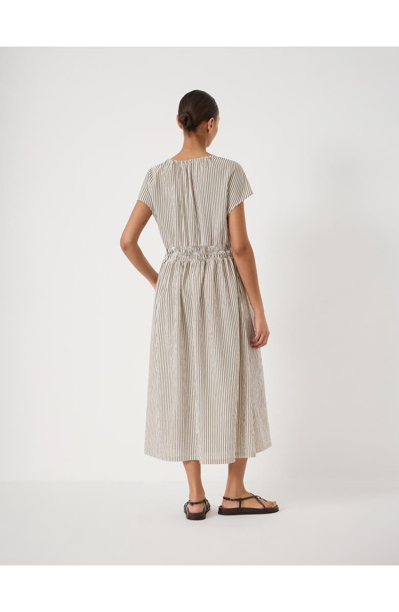 Hush Nika Smocked Waistband Cotton Midi Dress, Alternate, color, Green Stripe White
