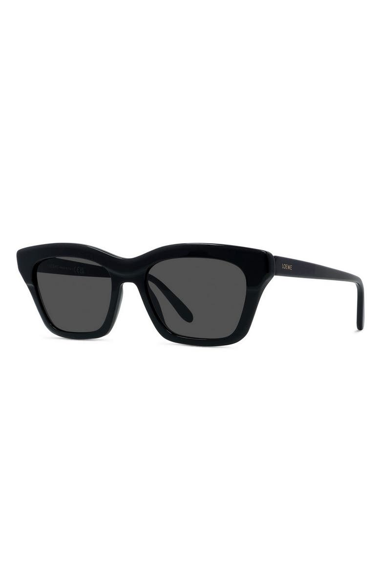 Loewe Slim 53mm Rectangular Sunglasses, Alternate, color, Shiny Black / Smoke