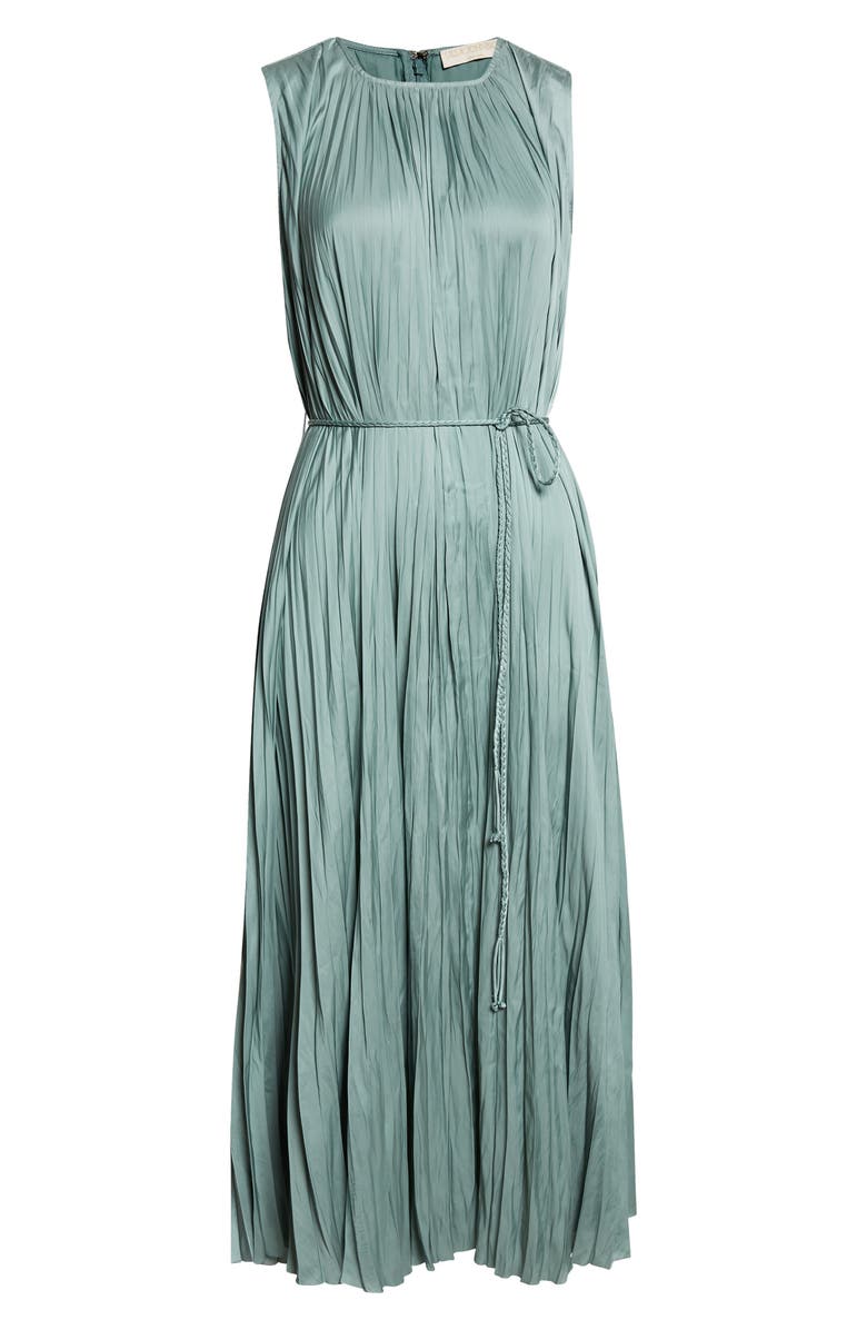 Ulla Johnson Fianna Plissé Sleeveless Midi Dress, Main, color, Sea Glass