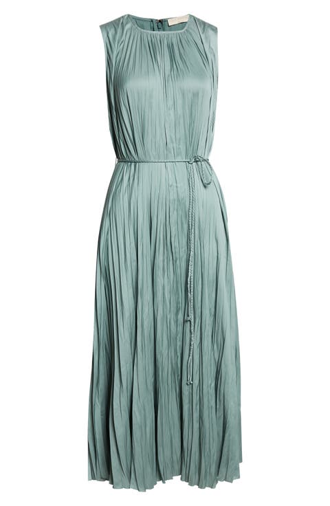 Fianna Plissé Sleeveless Midi Dress
