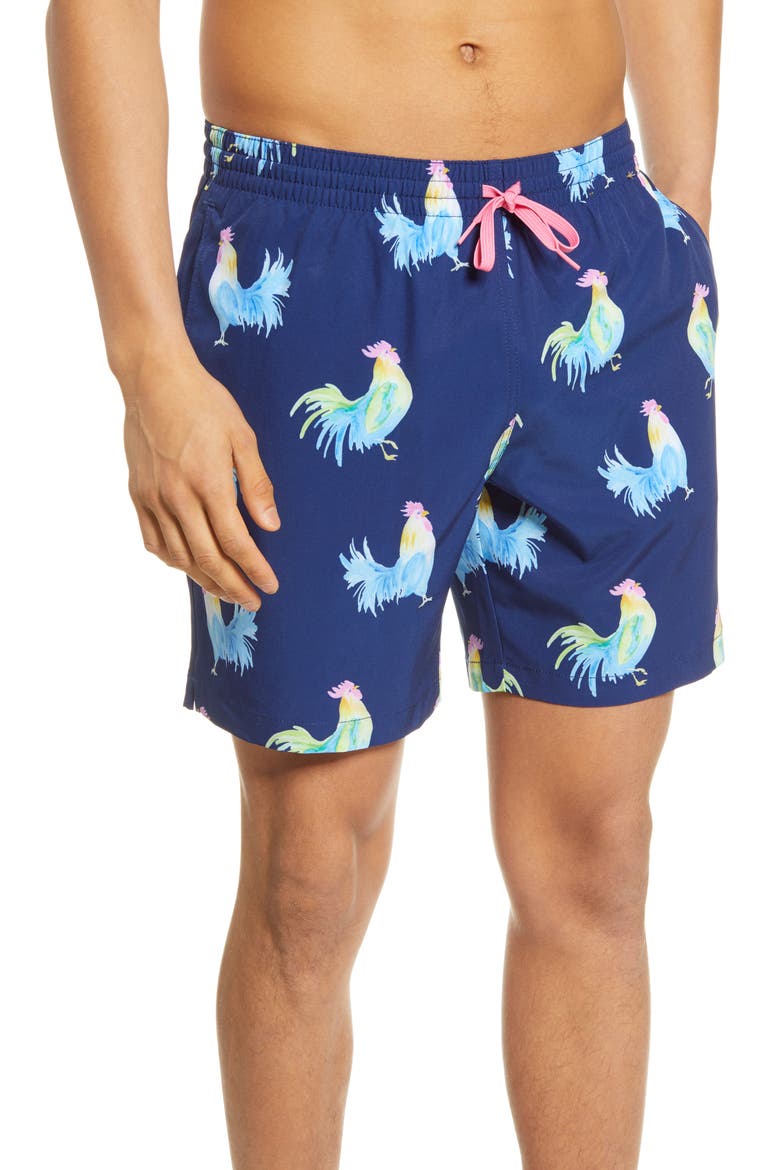 The Fowl Plays 7-Inch Swim Trunks, Main, color, NAVY