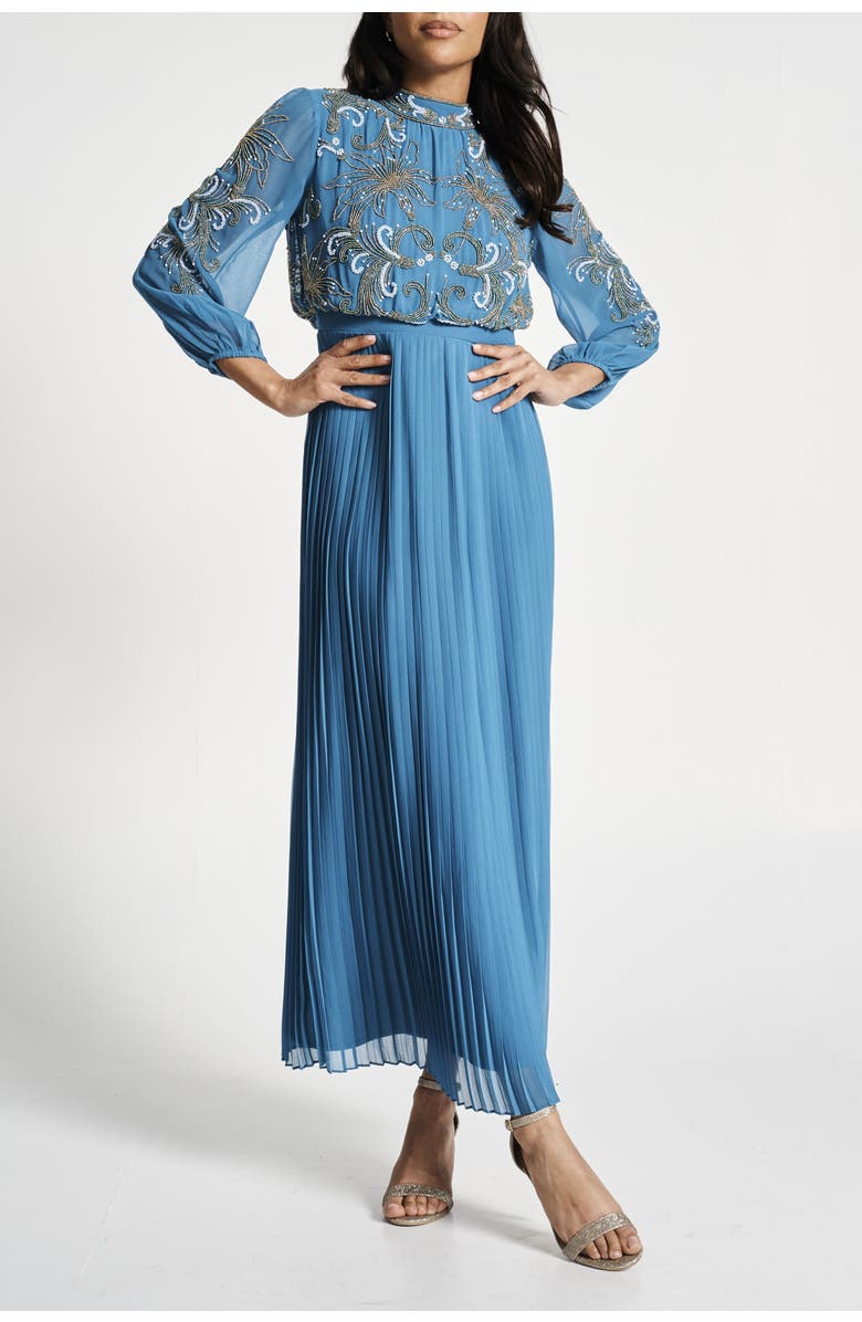 Frock and Frill Floral Embellished Gown with Pleated Skirt, Main, color, 