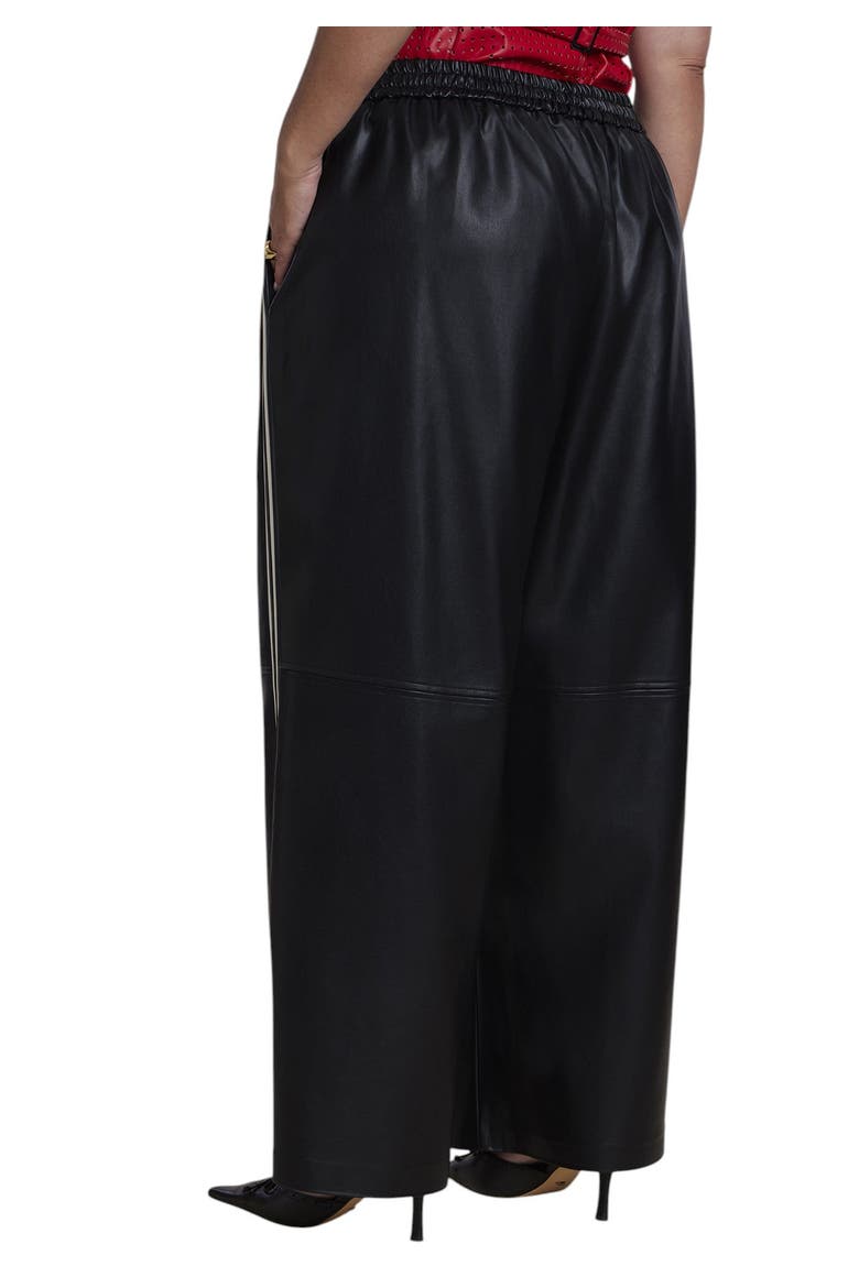 Faux Leather Pull On Track Pant (plus), Alternate, color, BLACK ONYX