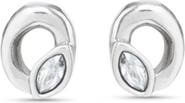 UNODE50 Oval Crystal Stud Earrings