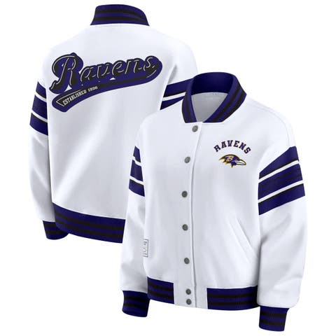 Women's WEAR by Erin Andrews White Baltimore Ravens Plus Size Full-Snap Fleece Sweatshirt Jacket