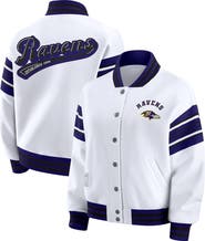 WEAR by Erin Andrews Women's WEAR by Erin Andrews White Baltimore Ravens Plus Size Full-Snap Fleece Sweatshirt Jacket