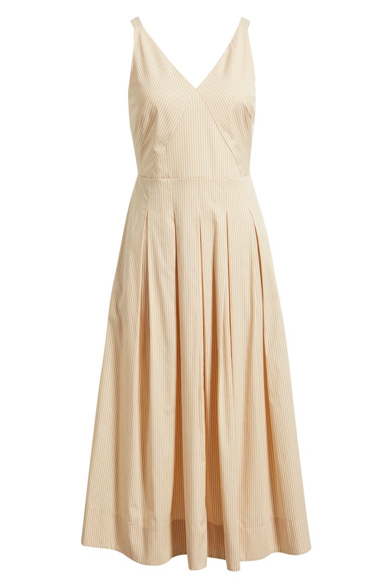 V-Neck Midi Dress, Alternate, color, KHAKI NATURAL