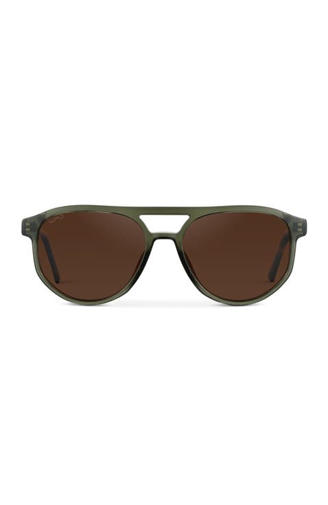 Hudson - 55mm Geometric Aviator Polarized Sunglasses