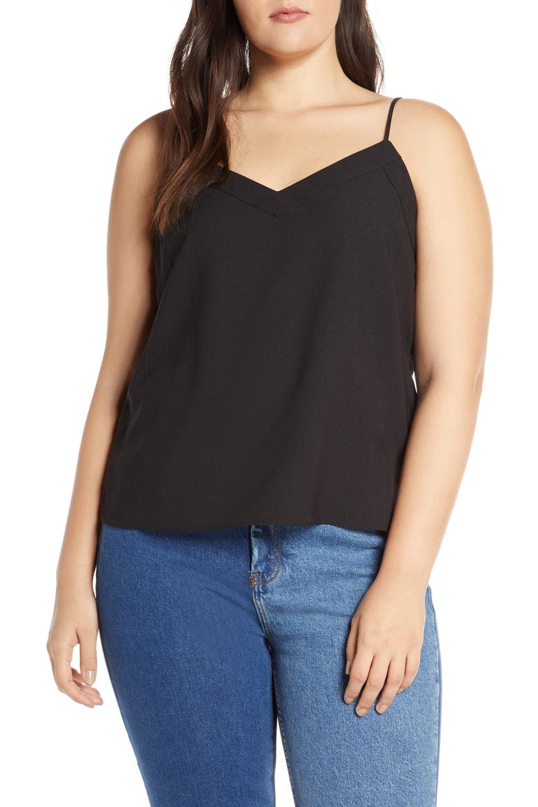 V-Neck Inset Camisole Top, Alternate, color, BLACK