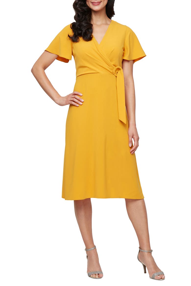Flutter Sleeve Midi Dress, Main, color, YELLOW