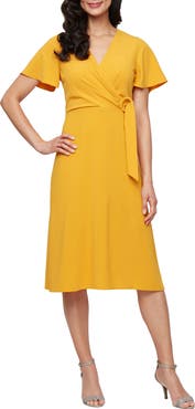SL FASHIONS Flutter Sleeve Midi Dress