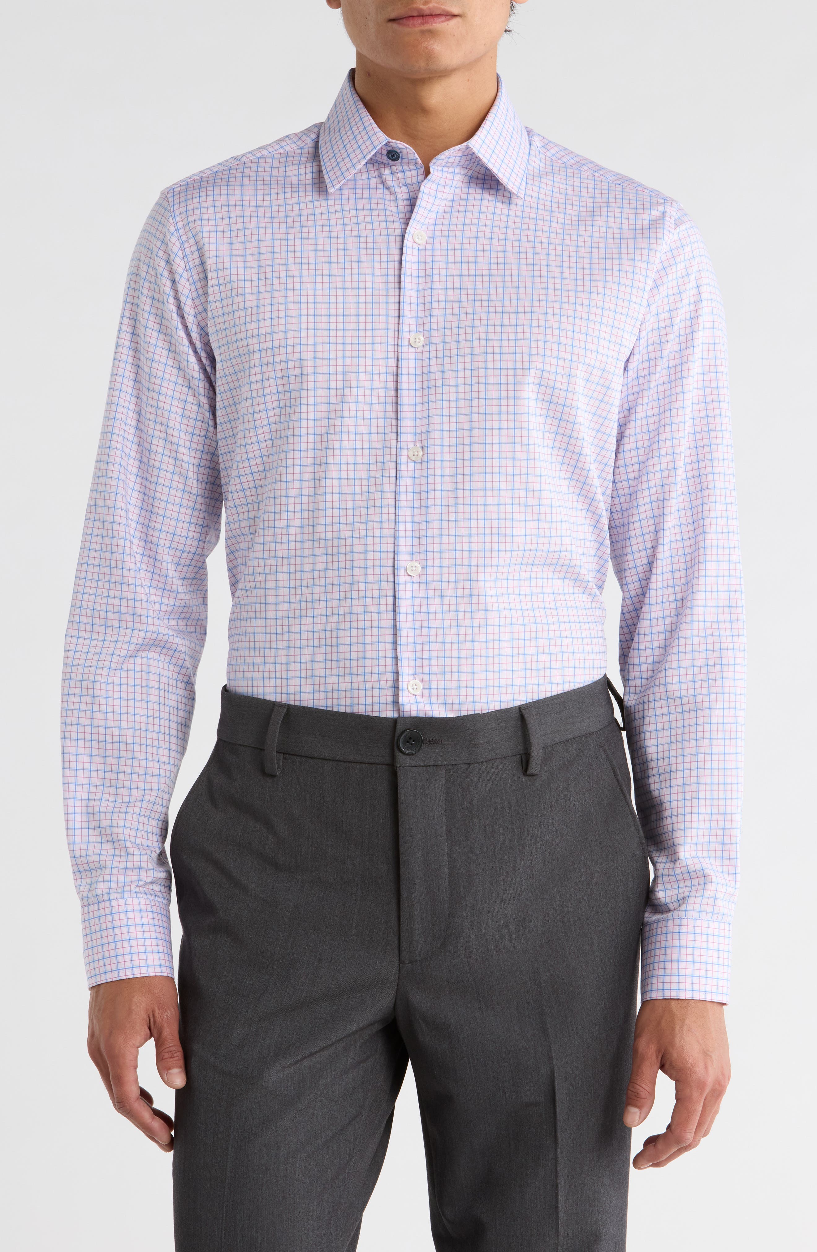Duchamp Check Print Slim Fit Dress Shirt