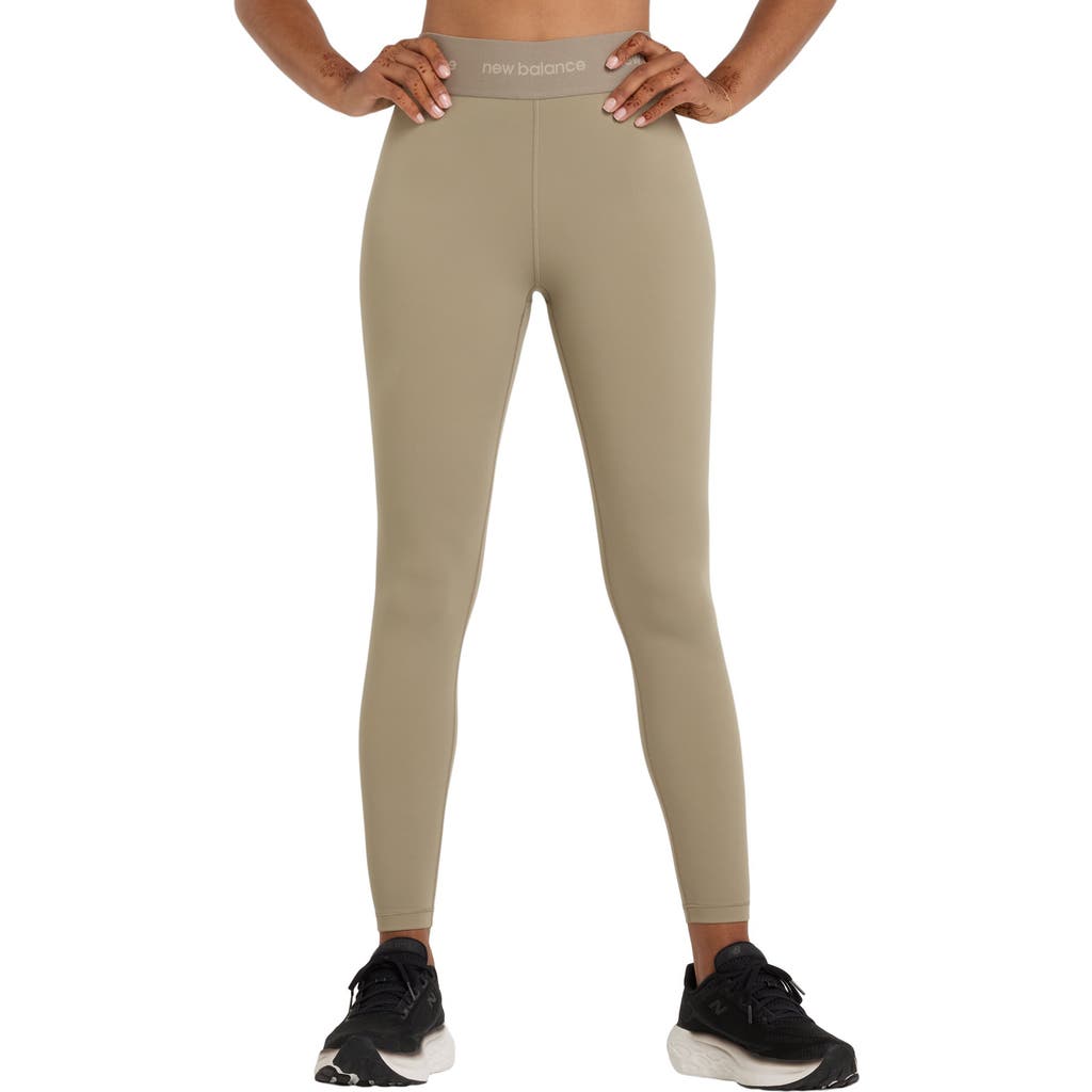 New Balance Sleek Hr Sport Performance Leggings In Brown