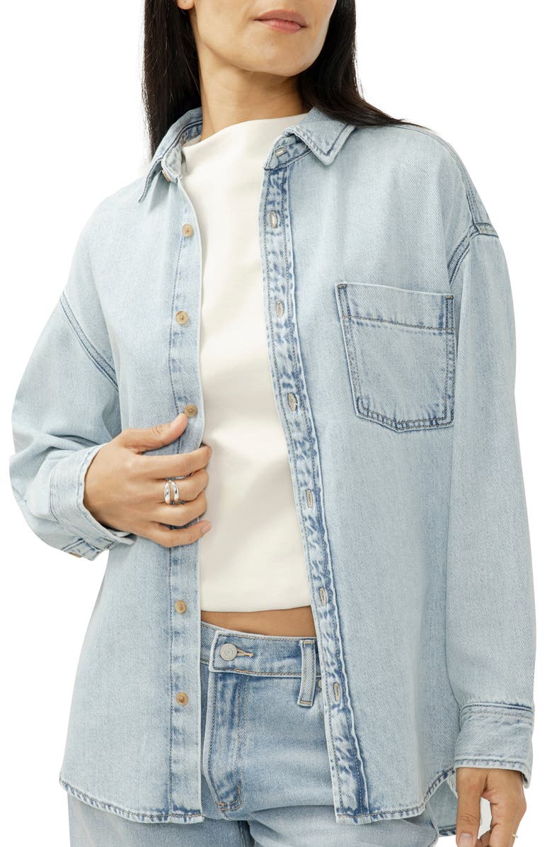 Silver Jeans Co. Denim Button-Up Beach Shirt, Main, color, Moonstone