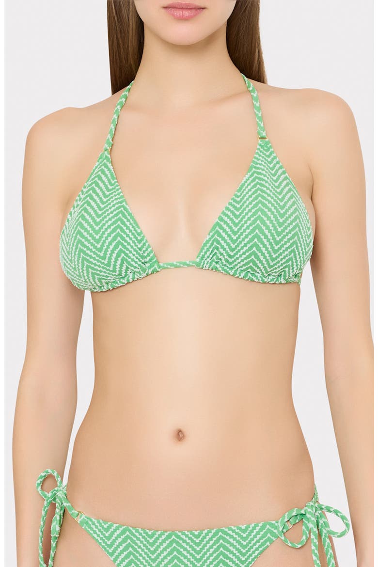 Chevron Triangle Bikini Top, Main, color, GREEN