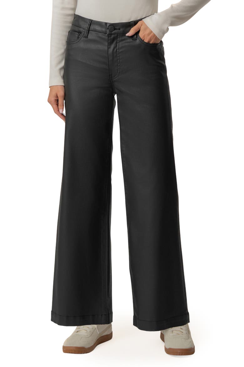 Meg Coated High Waist Wide Leg Ankle Jeans, Main, color, MATTE BLACK