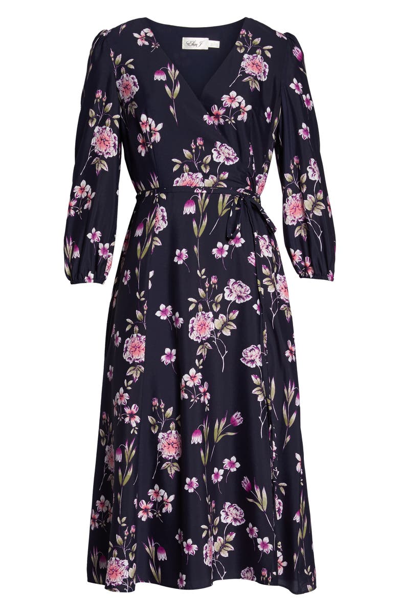 Eliza J Floral Print Wrap Dress, Alternate, color,