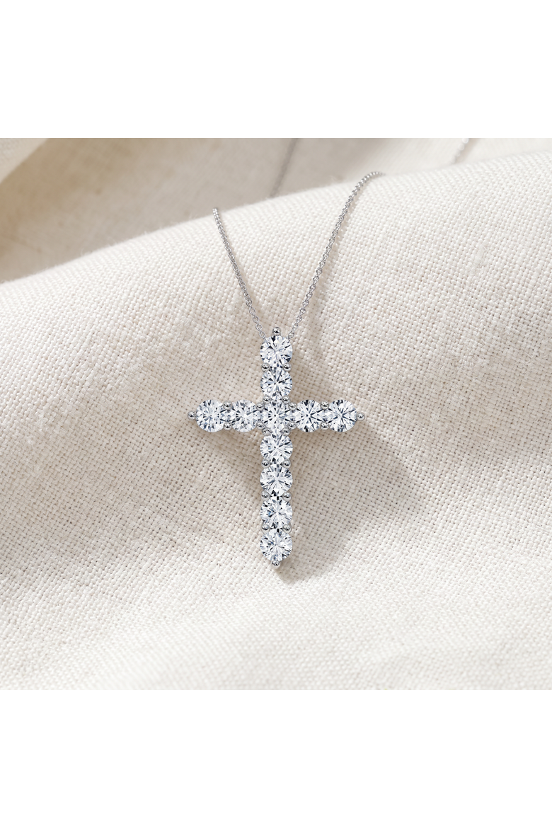 2Ct TW Diamond Cross Women's Necklace 14k Gold Lab Grown 1" Tall, Alternate, color, Yellow Gold