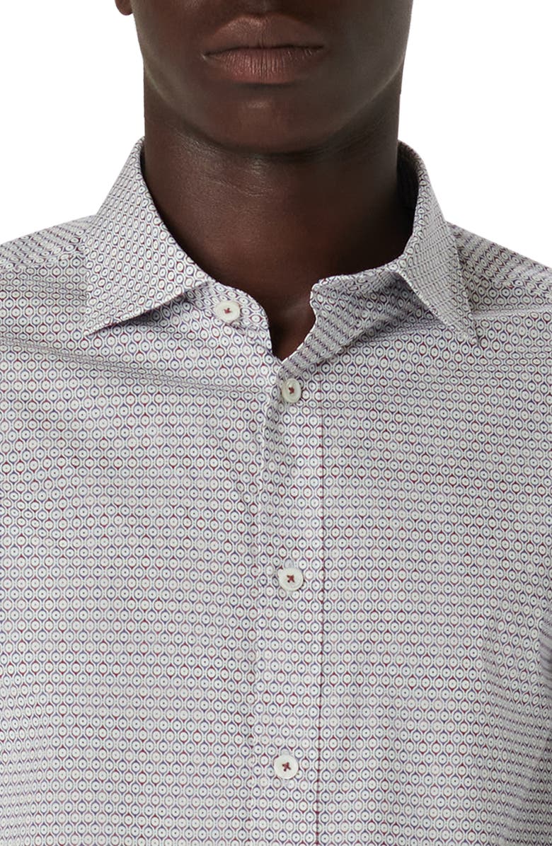 Bugatchi Axel Shaped Fit Geo Print Stretch Cotton Button-Up Shirt, Alternate, color, 