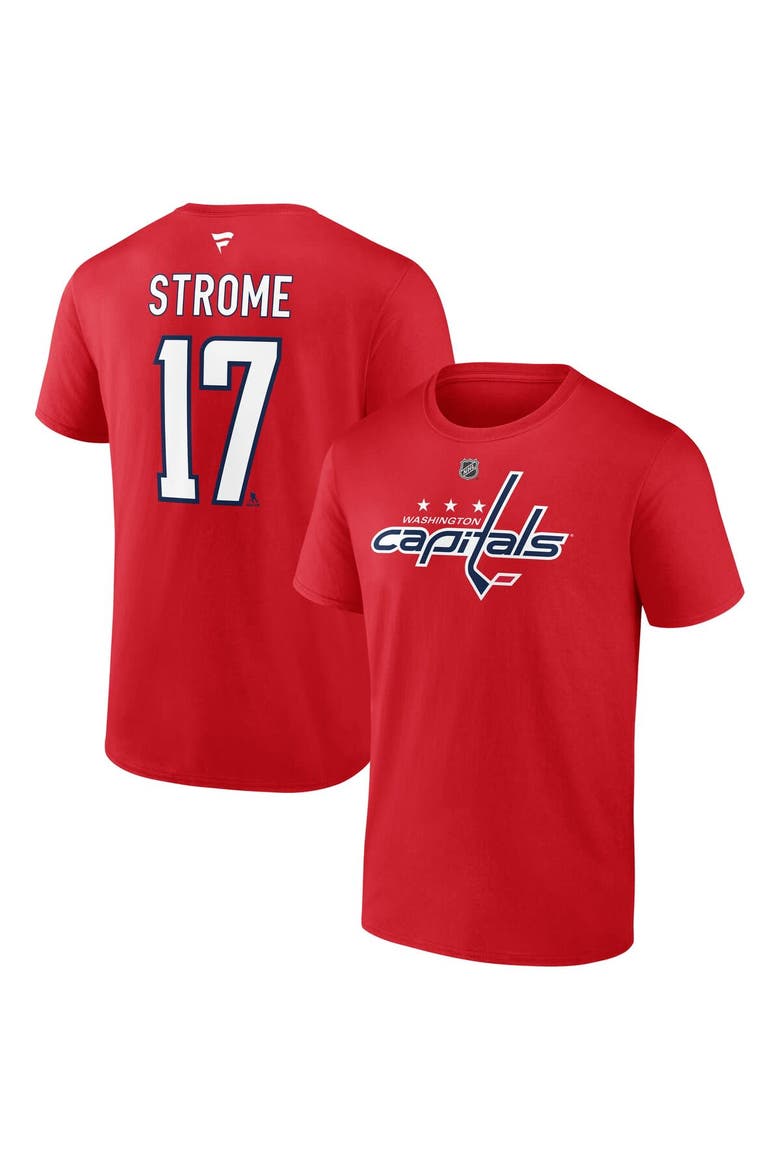 Men's Fanatics Dylan Strome Red Washington Capitals Authentic Stack Name & Number T-Shirt, Main, color, Red