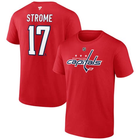 Men's Fanatics Dylan Strome Red Washington Capitals Authentic Stack Name & Number T-Shirt