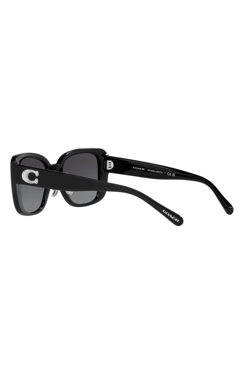COACH 54mm Gradient Square Sunglasses, Alternate, color, Black
