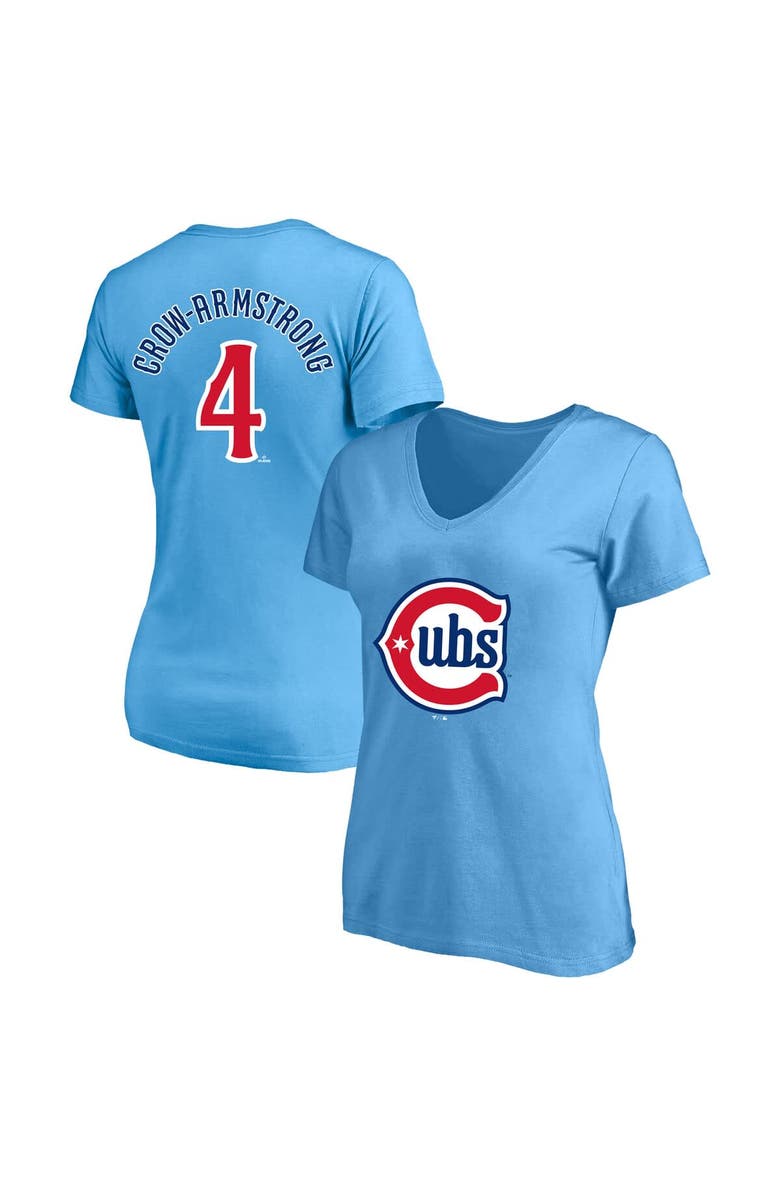 PROFILE Women's Profile Pete Crow-Armstrong Light Blue Chicago Cubs Plus Size Name & Number V-Neck T-Shirt, Main, color, Light Blue