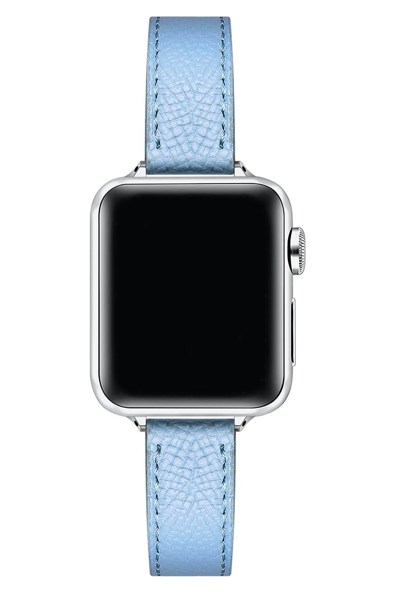 Cleo Leather Apple Watch® Watchband, Alternate, color, ICE BLUE