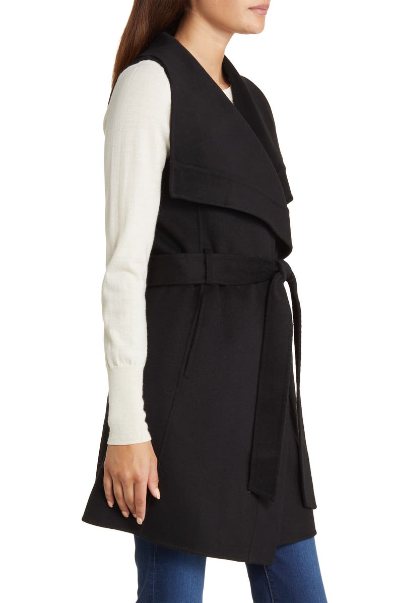 Michael Kors Tie Belt Oversize Wool Blend Vest, Alternate, color,