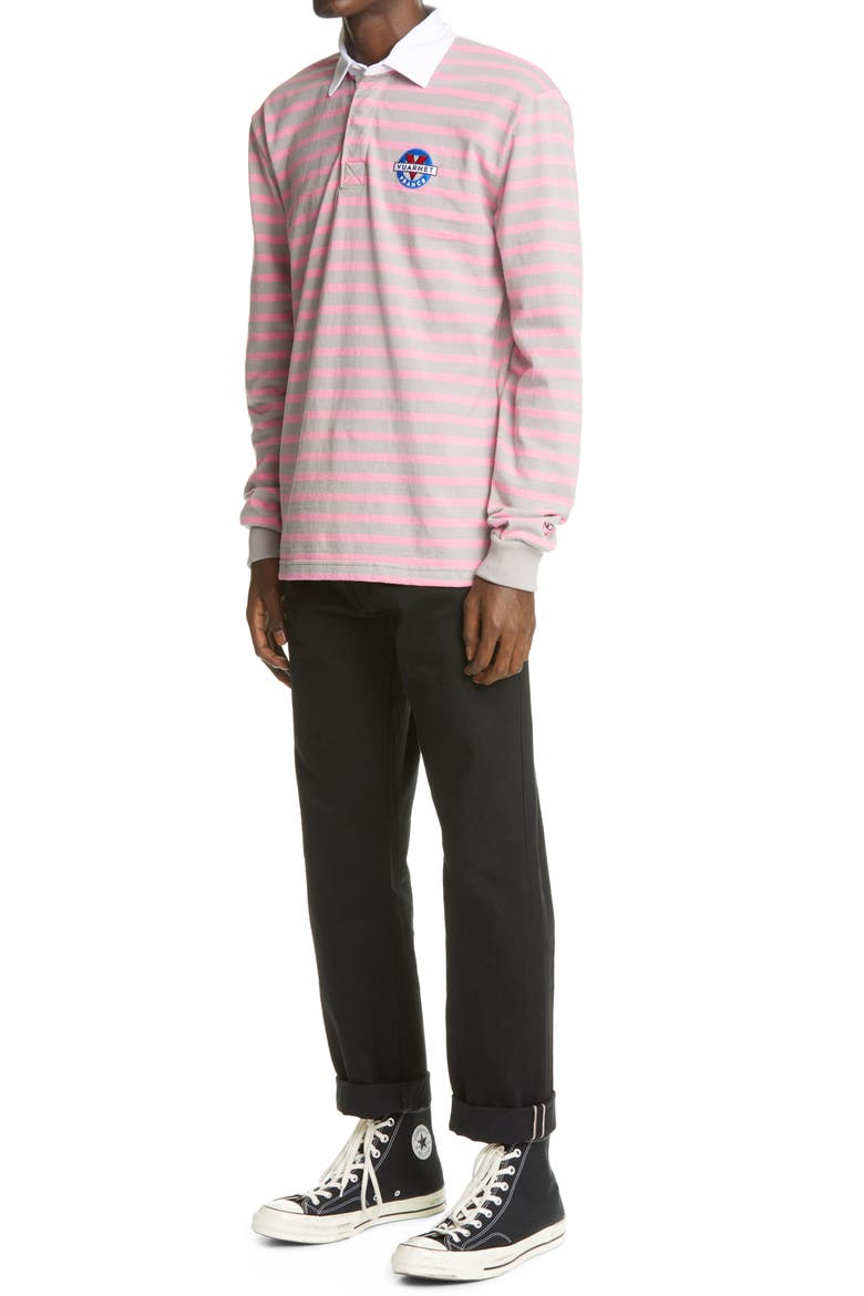 x Vuarnet Logo Stripe Rugby Shirt, Alternate, color, GREY/ PINK