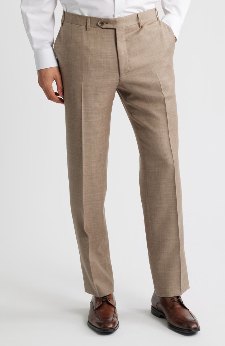 Canali Siena Regular Fit Pants, Main, color, Light Brown