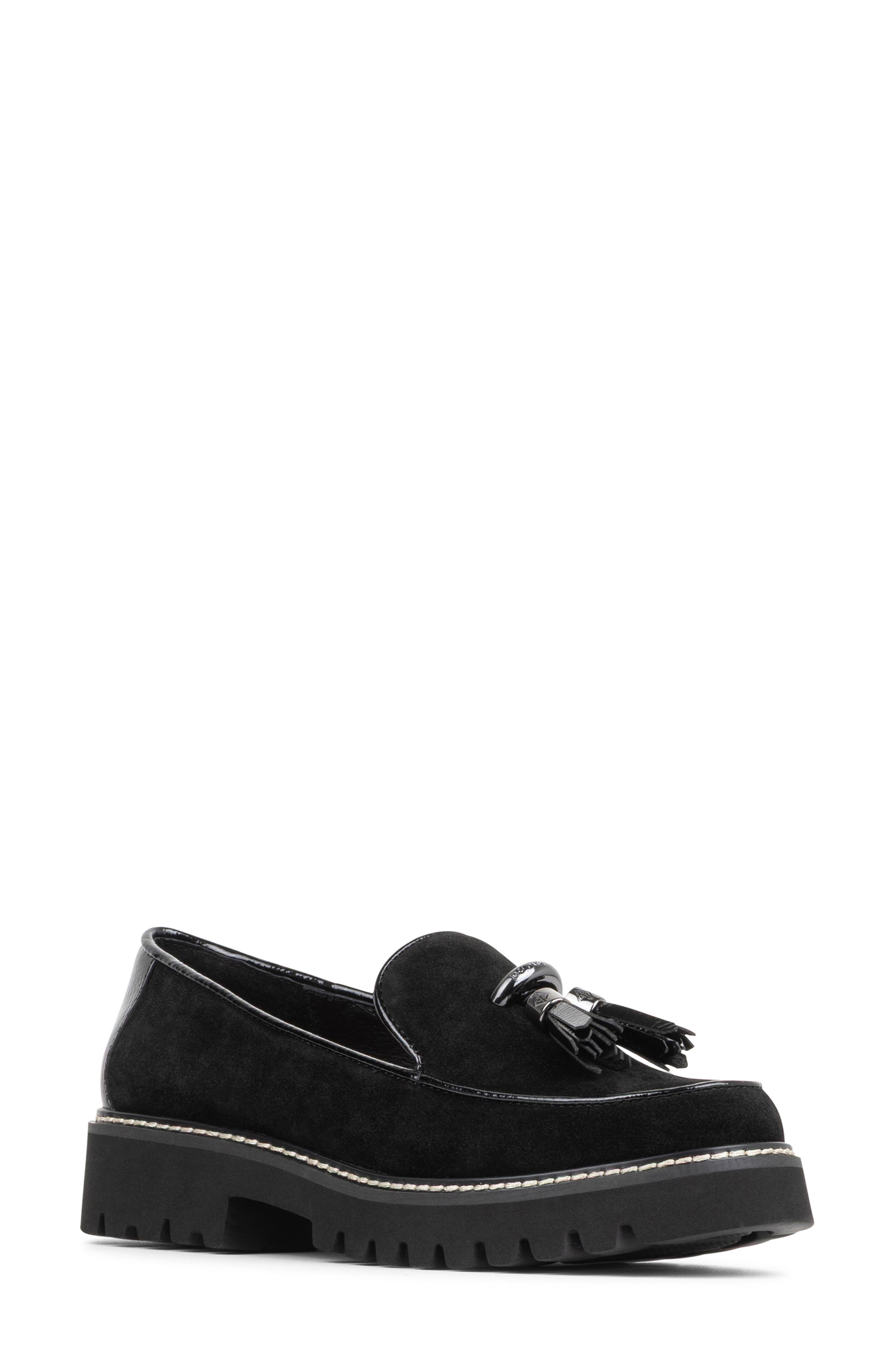 Hadi Tassel Leather Loafer, Main, color, BLACK