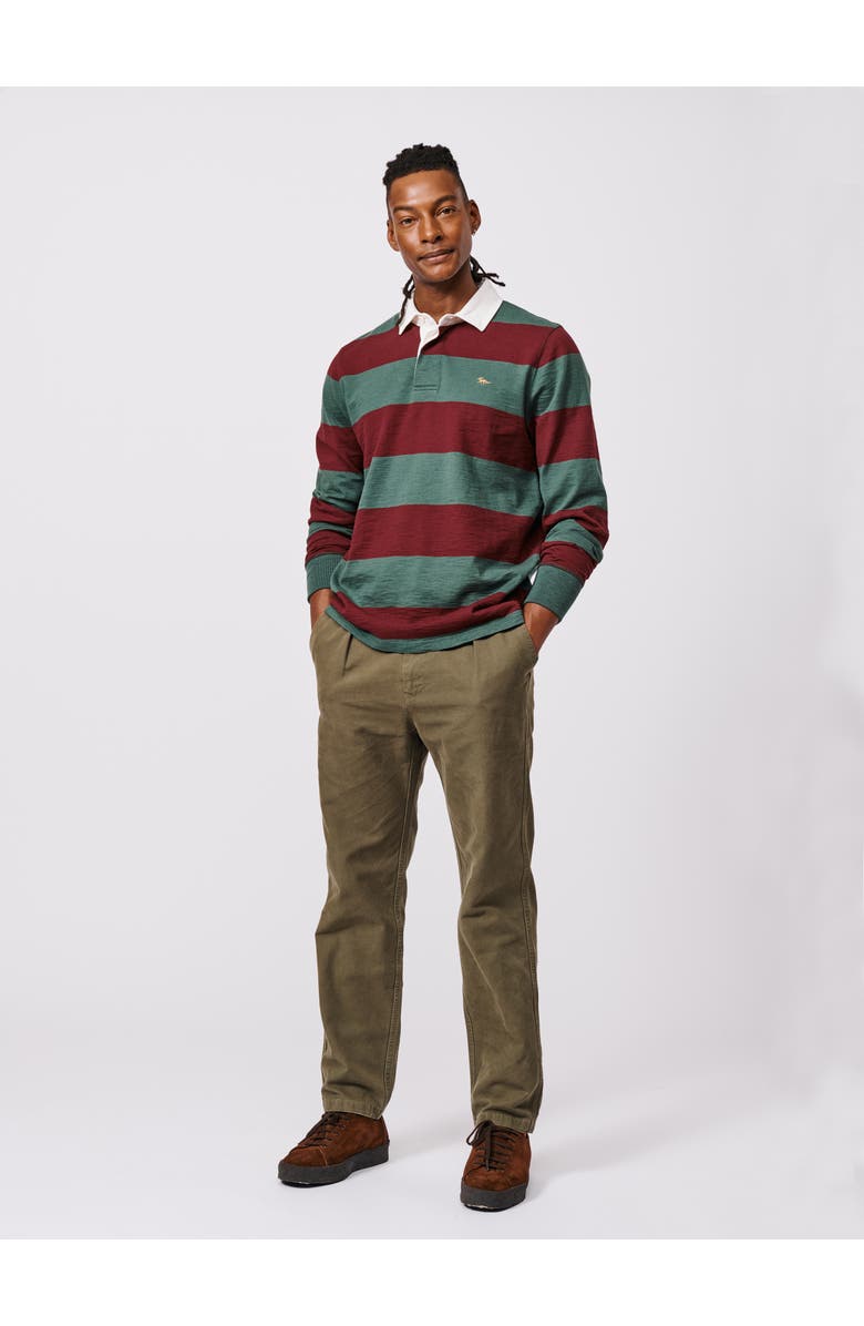 Aubin Irnham Long Sleeve Collared Rugby Shirt, Alternate, color, Forest/Burgundy Stripe