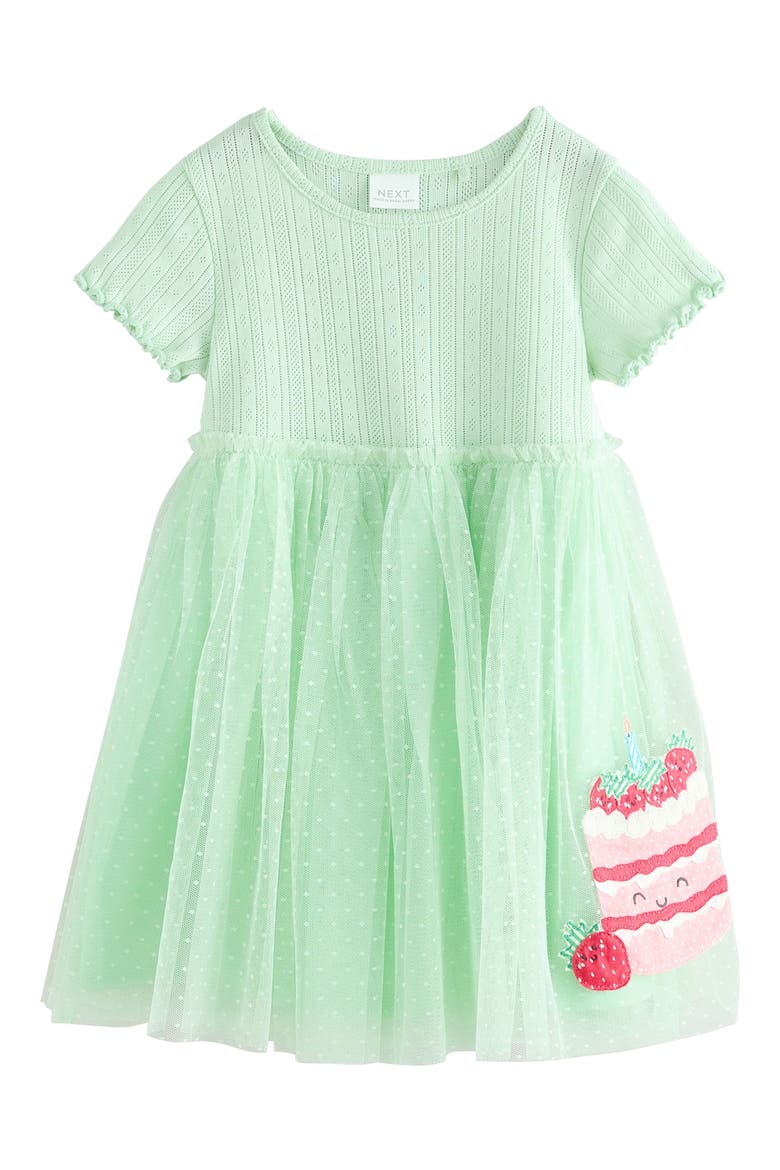 Kids' Cake Appliqué Tulle Dress, Main, color, BLUE/GREEN CAKE