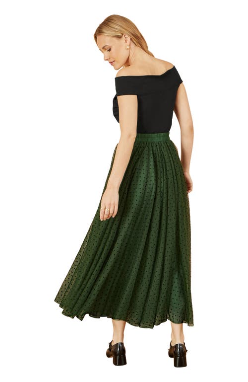 Yumi Mesh Heart Print Tulle Skirt In Green