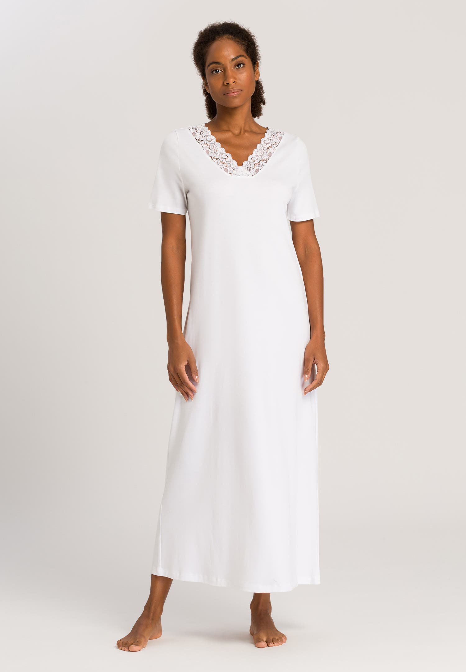 HANRO Moments Short Sleeve Long Gown (Women) | Nordstrom