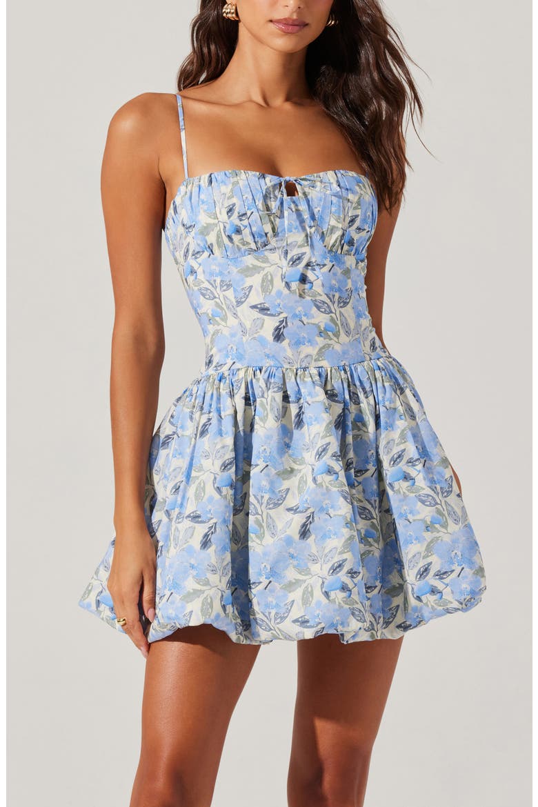 Larissa Floral Print Minidress, Alternate, color, BLUE FLORAL