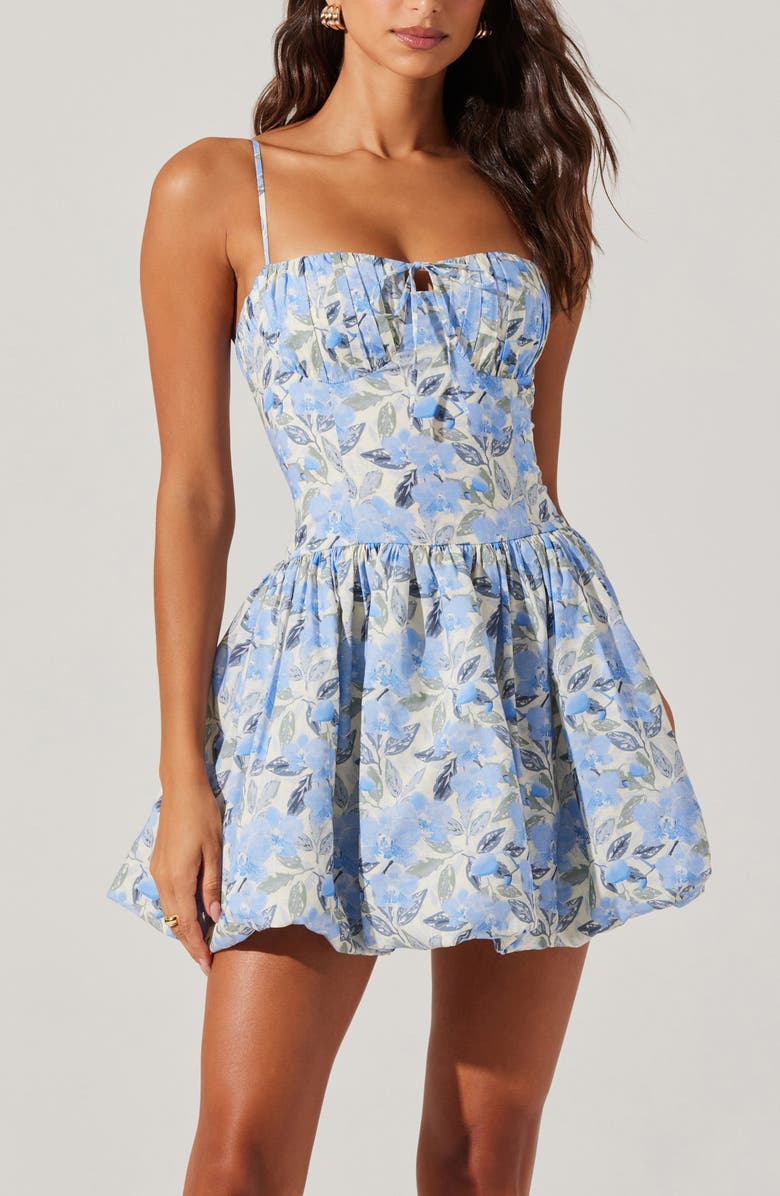 ASTR the Label Larissa Floral Print Minidress, Alternate, color, Blue Floral