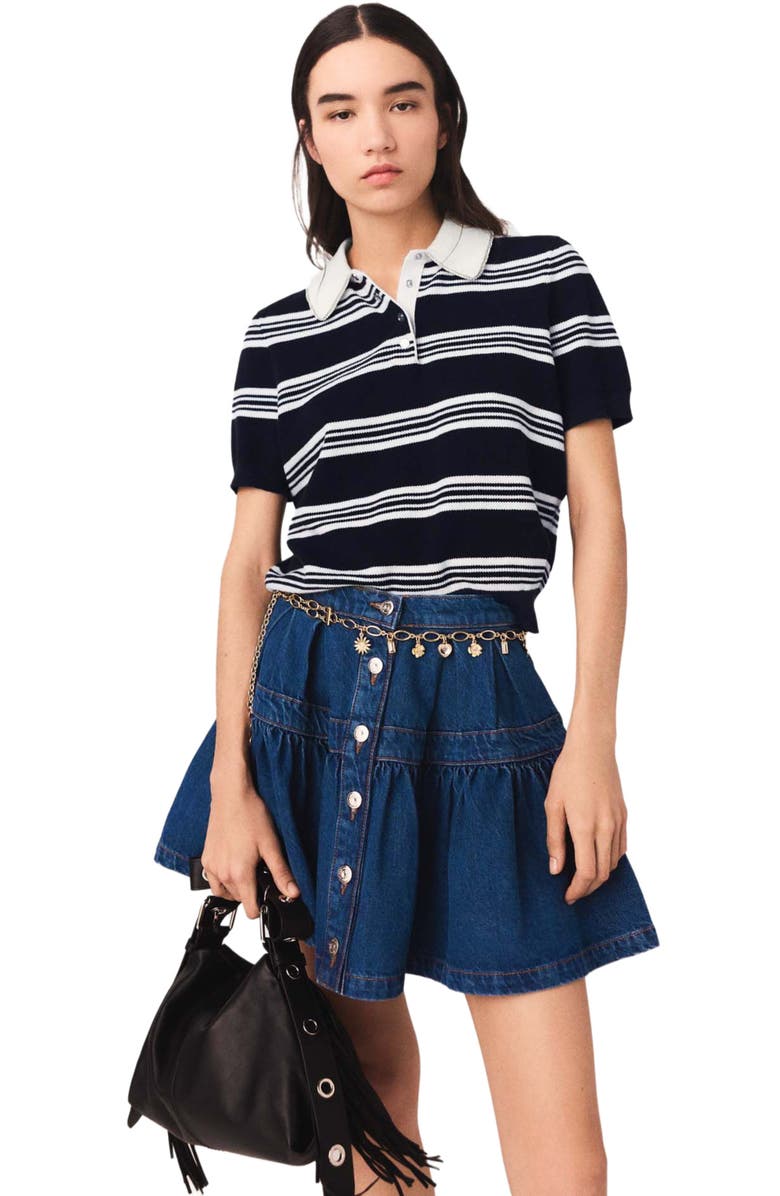 maje Short denim skirt, Alternate, color, Blue