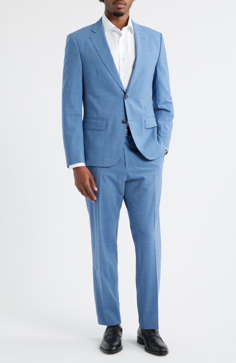 BOSS Huge Stretch Wool Suit, Main, color, Open Blue