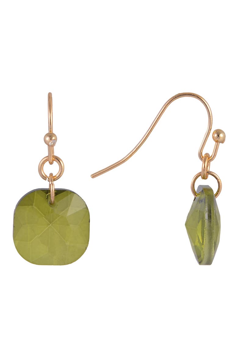 Cushion Cut Crystal Drop Earrings, Alternate, color, OLIVINE