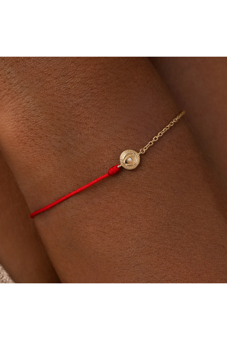 Evil Eye Red String Gold Plated Women's Chain Bracelet - Radiant Safeguard, Alternate, color, Red/Gold