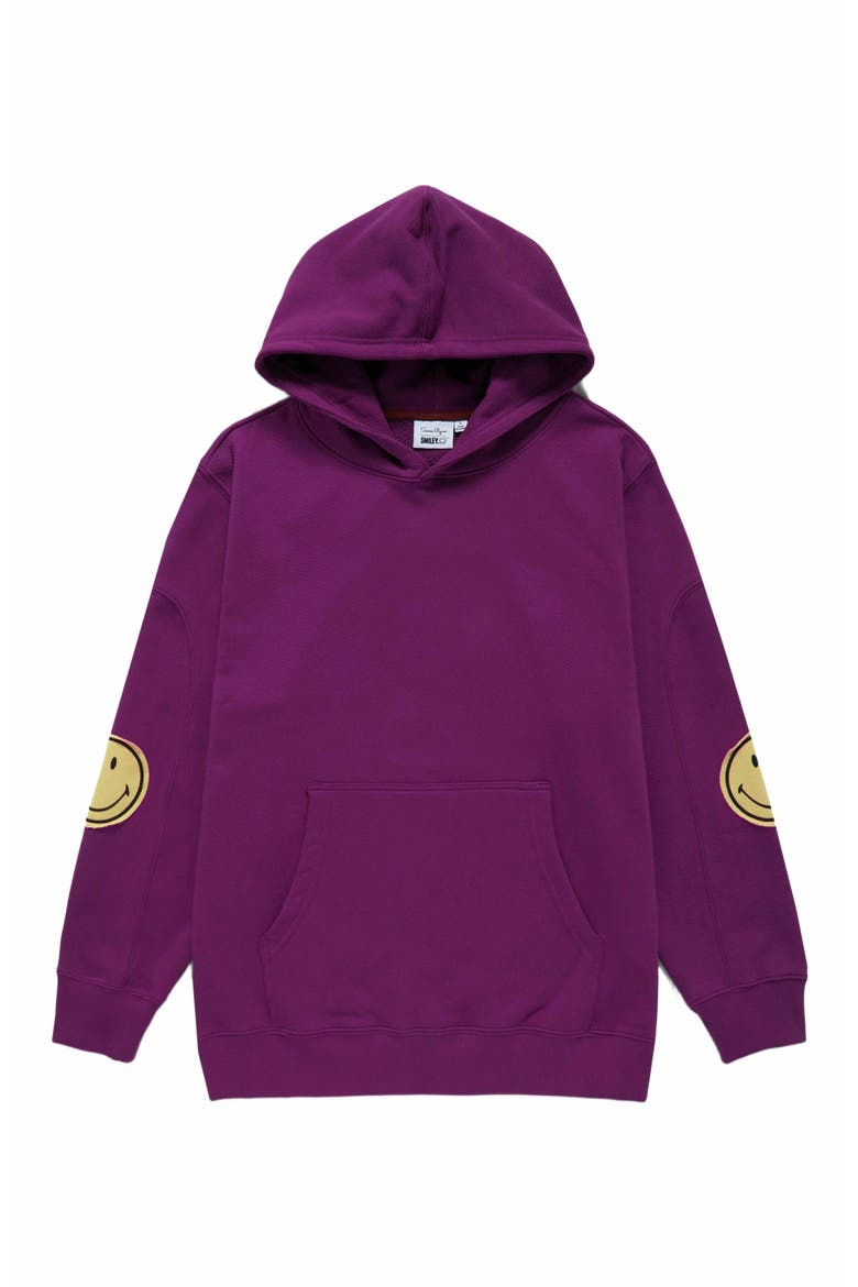 SMILEY OVERSIZED HOODIE, Alternate, color, PURPLE