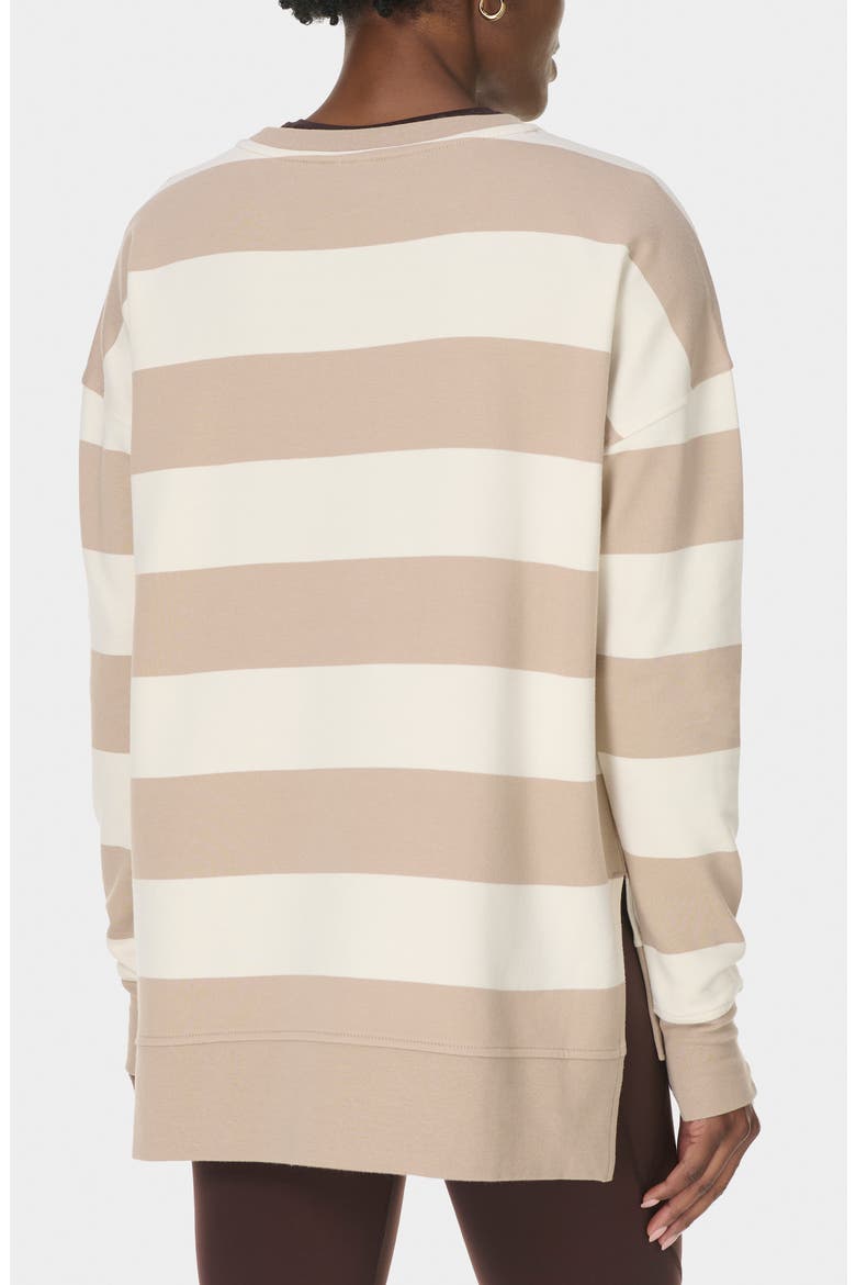 After Class Stripe Longline Sweatshirt, Alternate, color, WHITE/ DUSK BEIGE LARGE STRIPE